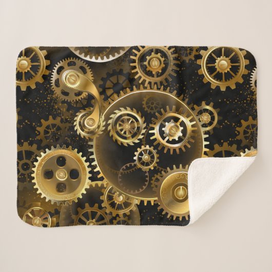 Nahtlose Steampunk-Messinggeräte Sherpadecke (Vorderseite (Horizontal))