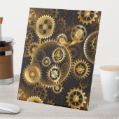 Nahtlose Steampunk-Messinggeräte Sockelschild (In Situ)