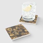 Nahtlose Steampunk-Messinggeräte Steinuntersetzer (Seitenansicht)