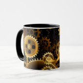 Nahtlose Steampunk-Messinggeräte Tasse (Vorderseite Links)