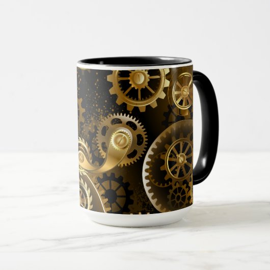 Nahtlose Steampunk-Messinggeräte Tasse (VorderseiteRechts)