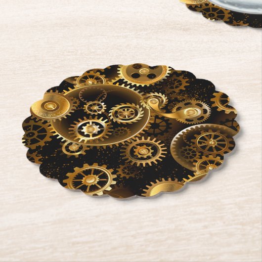 Nahtlose Steampunk-Messinggeräte Untersetzer (angewinkelt)