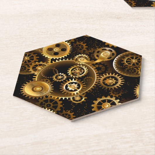 Nahtlose Steampunk-Messinggeräte Untersetzer (angewinkelt)