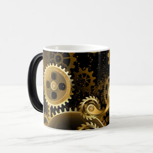 Nahtlose Steampunk-Messinggeräte Verwandlungstasse (Vorderseite Links)