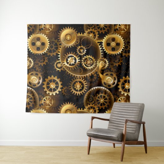 Nahtlose Steampunk-Messinggeräte Wandteppich (Beispiel (Horizontal))