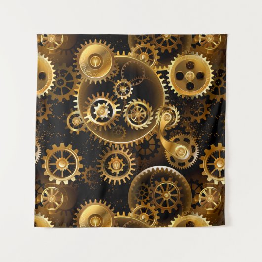 Nahtlose Steampunk-Messinggeräte Wandteppich (Vorderseite (Horizontal))