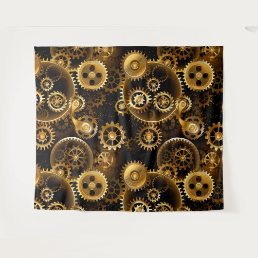 Nahtlose Steampunk-Messinggeräte Wandteppich (Vorderseite (Horizontal))