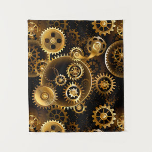 Nahtlose Steampunk-Messinggeräte Wandteppich