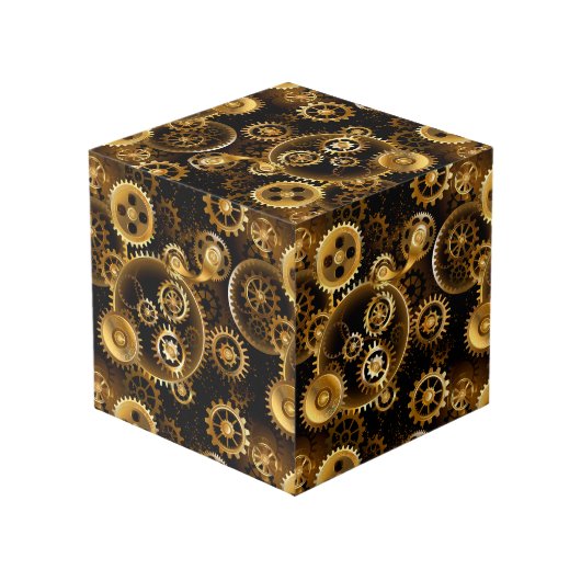 Nahtlose Steampunk-Messinggeräte Würfel (Rückseite Schrägansicht)