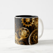 Nahtlose Steampunk-Messinggeräte Zweifarbige Tasse (VorderseiteRechts)