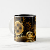Nahtlose Steampunk-Messinggeräte Zweifarbige Tasse (Vorderseite Links)