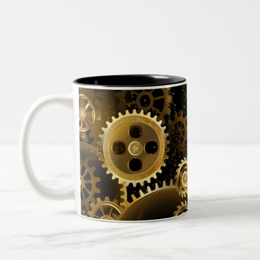 Nahtlose Steampunk-Messinggeräte Zweifarbige Tasse (Links)