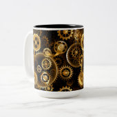 Nahtlose Steampunk-Messinggeräte Zweifarbige Tasse (Vorderseite Links)