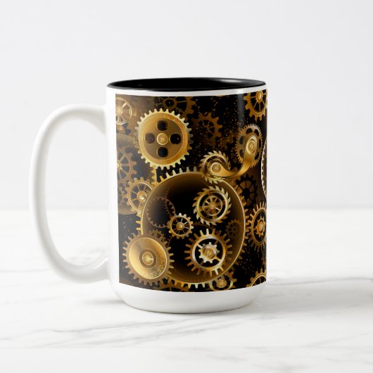 Nahtlose Steampunk-Messinggeräte Zweifarbige Tasse (Links)