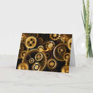 Nahtlose Steampunk-Messingzahnräder Feiertagskarte