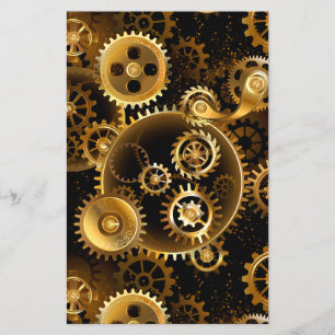 Nahtlose Steampunk-Messingzahnräder Flyer