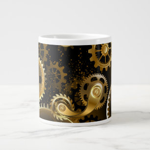 Nahtlose Steampunk-Messingzahnräder Jumbo-Tasse