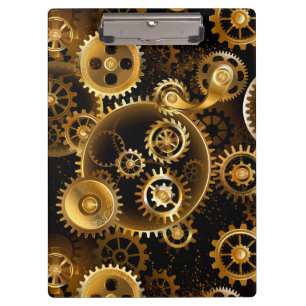 Nahtlose Steampunk-Messingzahnräder Klemmbrett