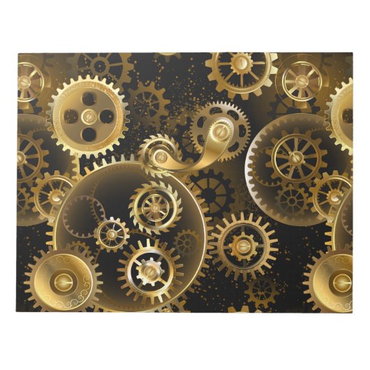 Nahtlose Steampunk-Messingzahnräder Notizblock (Vorderseite)