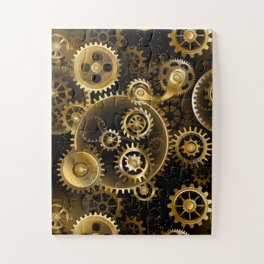 Nahtlose Steampunk-Messingzahnräder Puzzle (Vertikal)