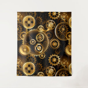 Nahtlose Steampunk-Messingzahnräder Wandteppich