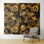 Nahtlose Steampunk-Messingzahnräder Wandteppich (Beispiel (Horizontal))