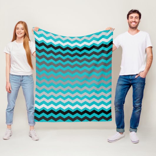 Nahtlose Steigungs-Zickzack Muster auf Türkis Fleecedecke (Beispiel)
