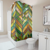 Nahtlose Textur aus festem Glas mit Blattmuster,  Duschvorhang (Beispiel)