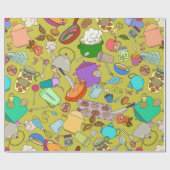 Nahtlose Textur. Handgezogene Doodles Nahrungsmitt Geschenkpapier (Flach)