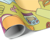 Nahtlose Textur. Handgezogene Doodles Nahrungsmitt Geschenkpapier (Rolleneckpunkt)