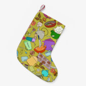 Nahtlose Textur. Handgezogene Doodles Nahrungsmitt Kleiner Weihnachtsstrumpf (Vorderansicht (hängend))