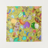 Nahtlose Textur. Handgezogene Doodles Nahrungsmitt Wandteppich (Vorderseite (Horizontal))