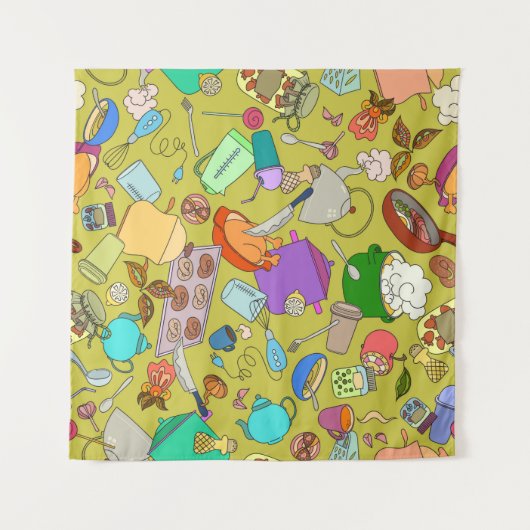 Nahtlose Textur. Handgezogene Doodles Nahrungsmitt Wandteppich (Vorderseite (Horizontal))