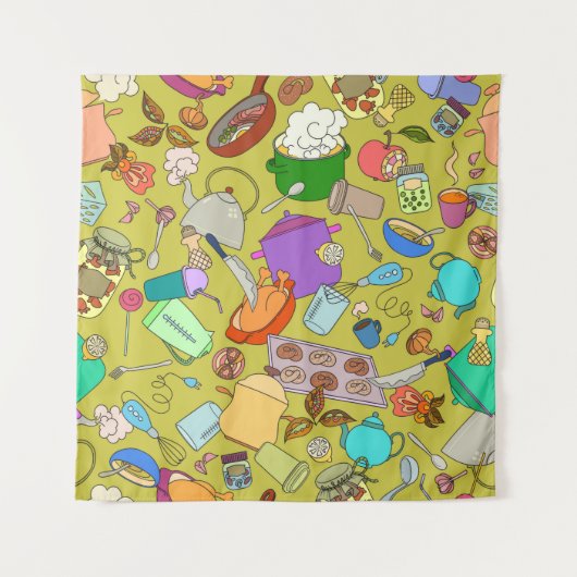Nahtlose Textur. Handgezogene Doodles Nahrungsmitt Wandteppich (Vorderseite)