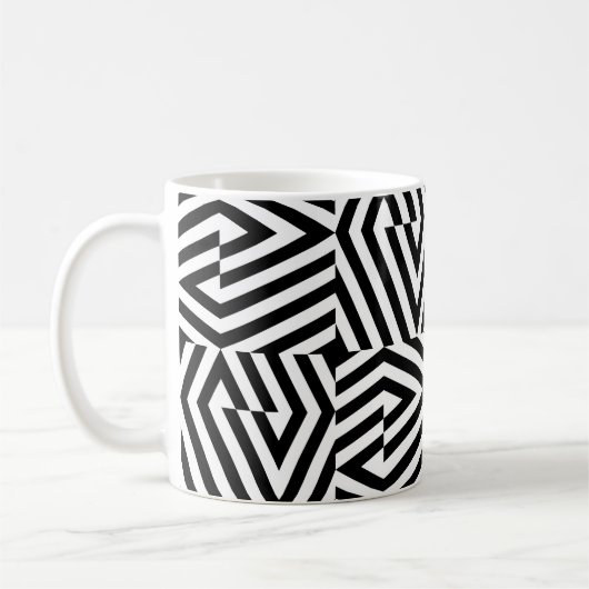 Nahtlose Textur mit schräg schwarzer Bandgeometrie Kaffeetasse (Links)
