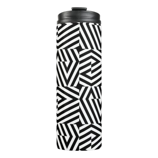 Nahtlose Textur mit schräg schwarzer Bandgeometrie Thermosbecher (Vorderseite)