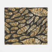 Nahtlose Textur Muster glühender goldener Feder Fleecedecke (Vorderseite (Horizontal))