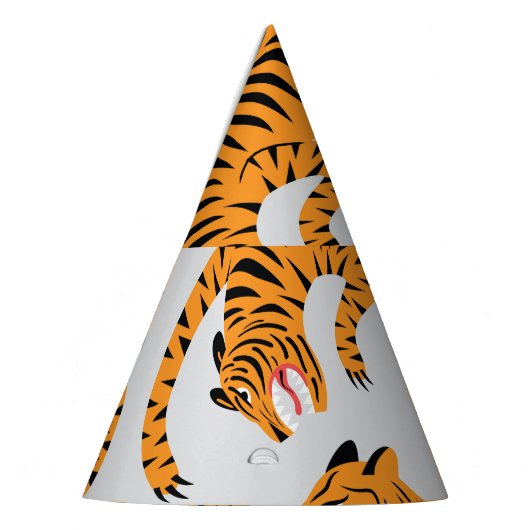 Nahtlose Tigermuster, Thema Wildtiere. Partyhütchen (Links)