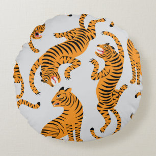Nahtlose Tigermuster, Thema Wildtiere. Rundes Kissen