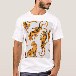 Nahtlose Tigermuster, Thema Wildtiere. T-Shirt
