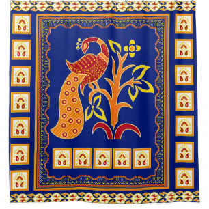 Nahtlose traditionelle indische Grenze mit Pfau Duschvorhang