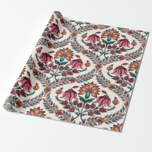 Nahtlose traditionelle Mughal-Kunst, Muster, flora Geschenkpapier