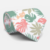 Nahtlose tropische Blätter im Nackenmuster Krawatte (Gerollt)