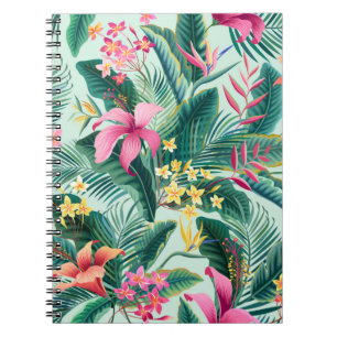 nahtlose tropische Blumenmuster mit Hibiskus und Notizblock