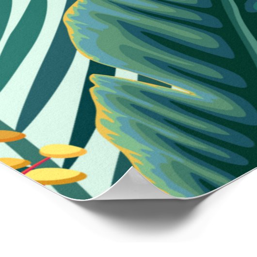 nahtlose tropische Blumenmuster mit Hibiskus und Poster (Ecke)