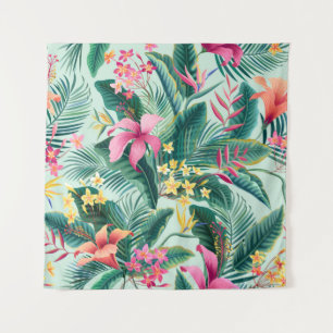 nahtlose tropische Blumenmuster mit Hibiskus und Wandteppich