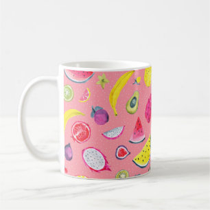 Nahtlose tropische Muster exotischer Früchte. Hand Kaffeetasse