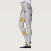 Nahtlose tropische Muster mit Flamingo-Ananas Leggings (Links)