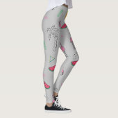 Nahtlose tropische Muster mit Flamingo-Ananas Leggings (Rechts)