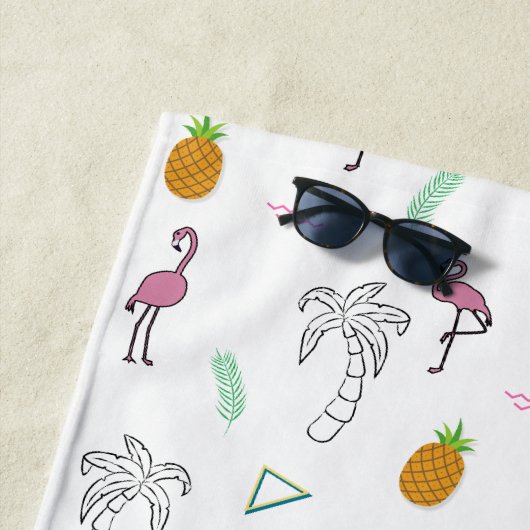 Nahtlose tropische Muster mit Flamingo-Ananas Strandtuch (Beispiel)